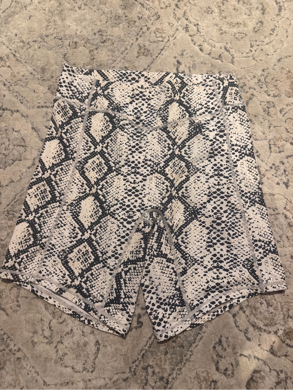 Balance Athletica Black & White Snake Print High-Rise Bike Shorts